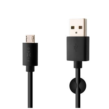 Dátový a nabíjací kábel FIXED s konektorom micro USB, 2,4A, čierny